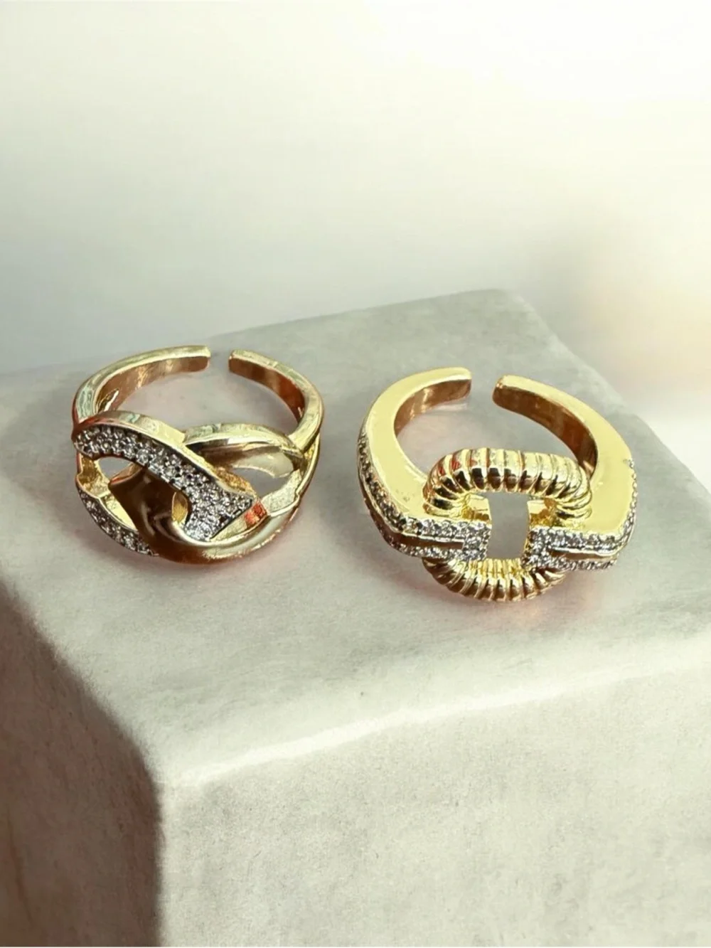 Gold Plated CZ Adjustable Ring NWT P